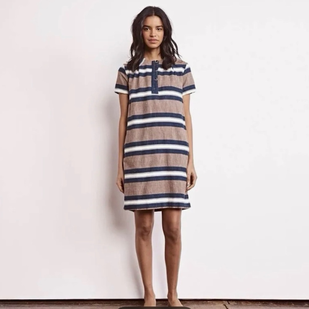 Ace & Jig Billie Jean Brown and Black Striped Shift Mini Dress